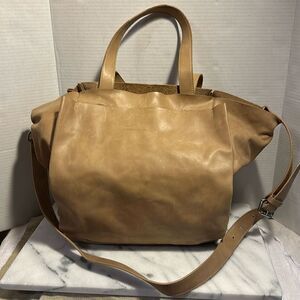 Monserrat De Lucca buttery soft tan leather double strap hobo large handbag